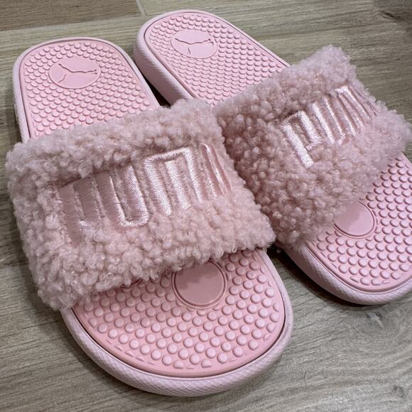 Puma Pink Cool Cat Sherpa Slide Sandals - Picture 4 of 9